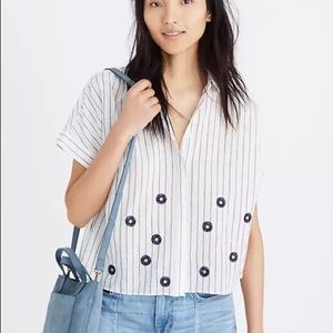 Madewell Embroidered Striped Hilltop Shirt